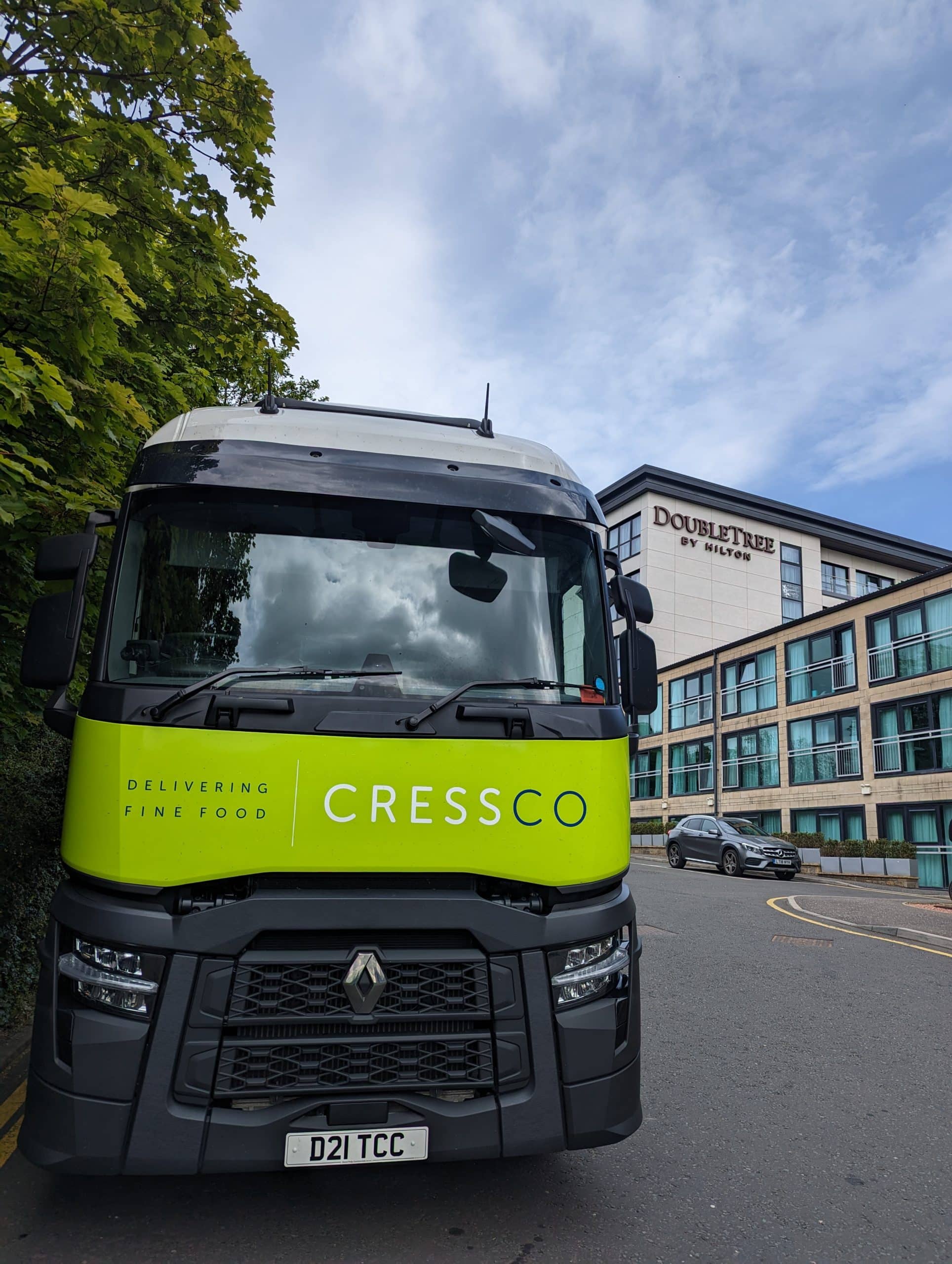 Image of a The Cress Company delivery van from the front